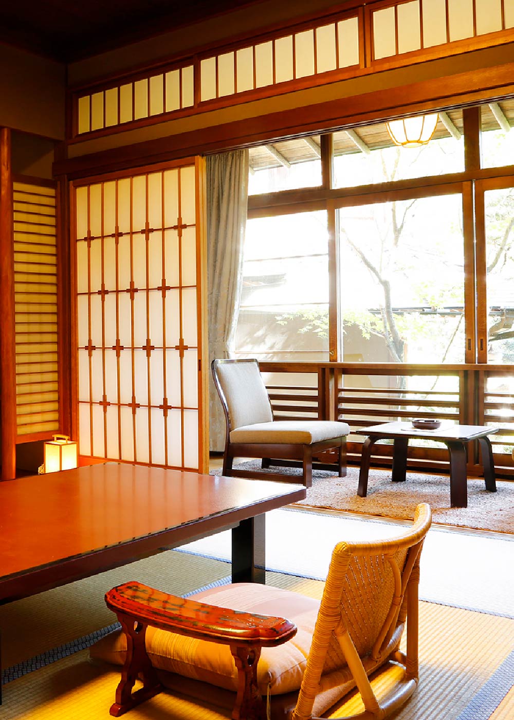 The inside of a traditional ryokan room