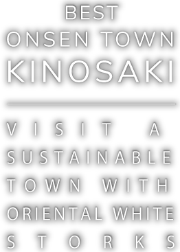 Picture containing the text "BEST ONSEN TOWN - KINOSAKI - VISIT ASUSTAINABLE TOWN WITH ORIENTAL WHITE STORKS"