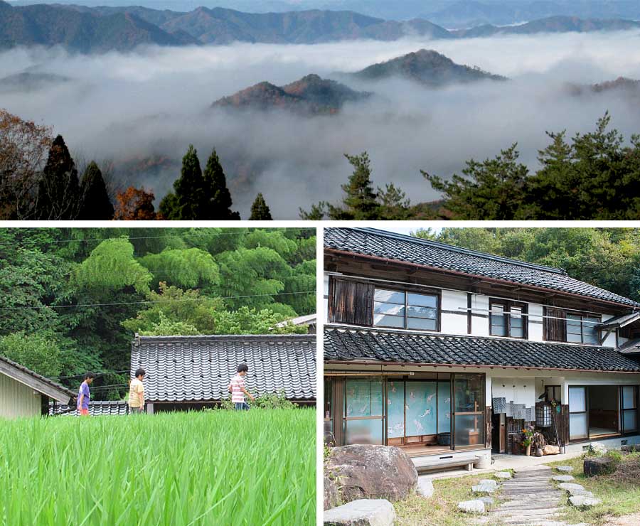 Tanto mountains and traditional Japanese home