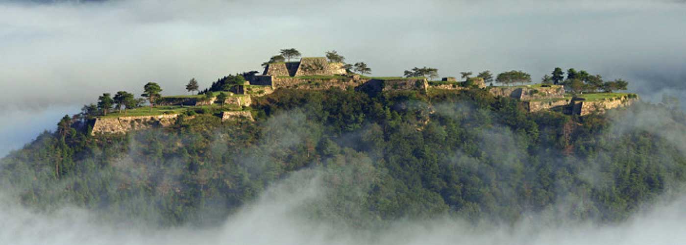Takeda Castle castle in the sky beyond Kinosaki Onsen