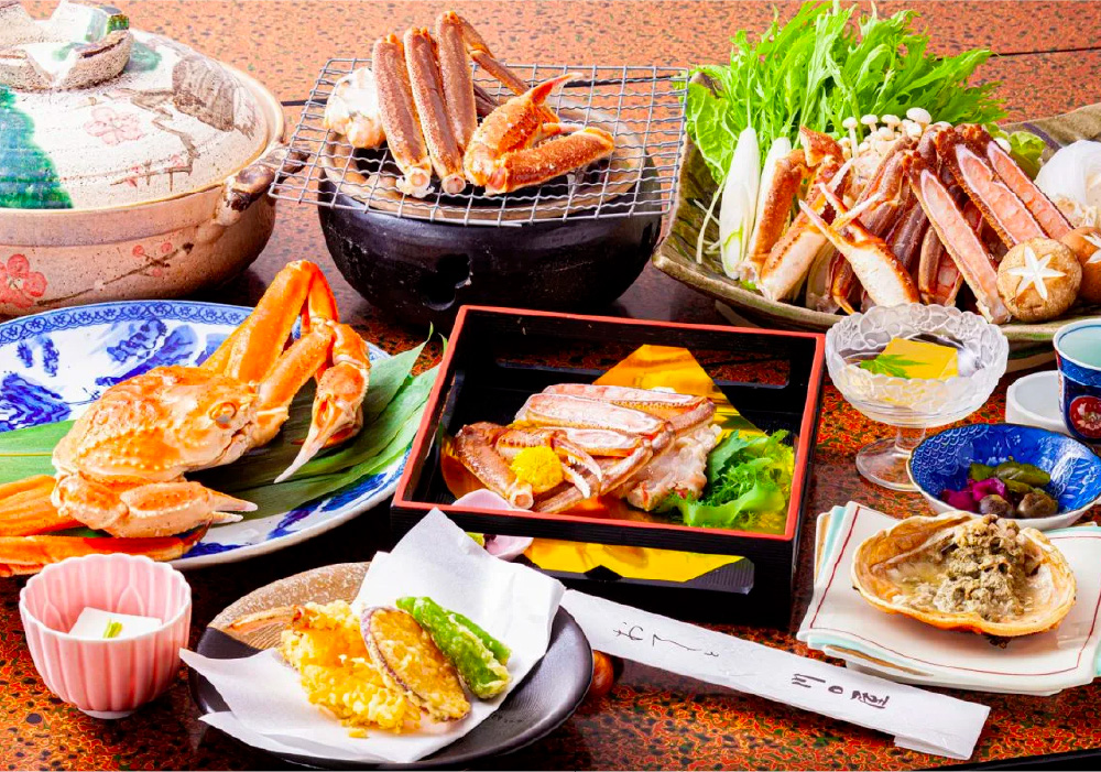 A traditional kaiseki (set course) crab dinner