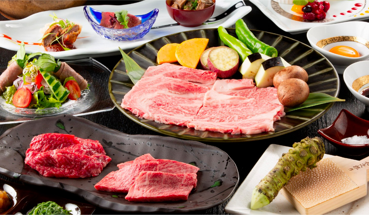 A traditional kaiseki (set course) Tajima wagyu beef dinner